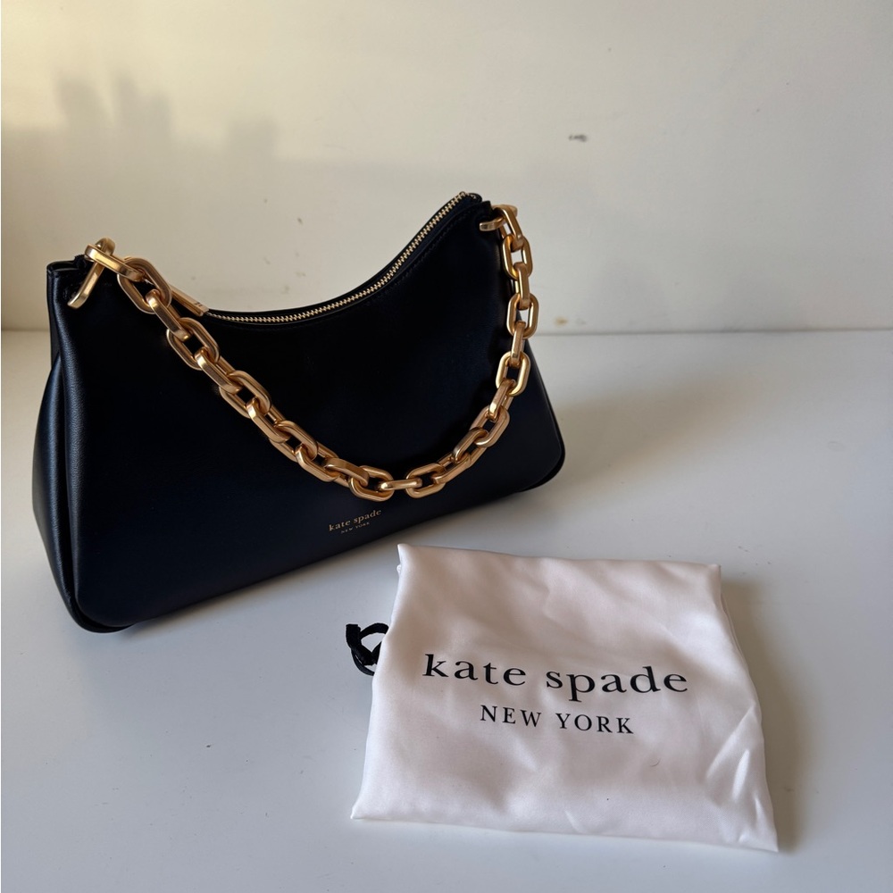 Kate Spade Black Leather Grace Chain Shoulder Bag (New without tag)